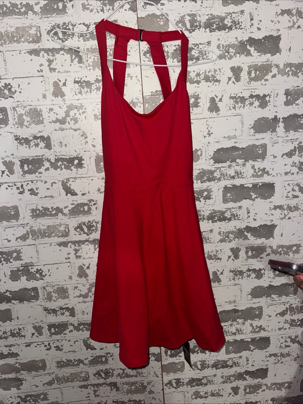 HALARA Red Backless Fit-and-Flare Dress